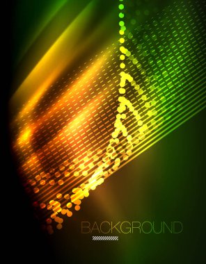 Yumuşak ışık efekti, parlak parlak neon koyu arka plan üzerinde düz çizgiler. Enerji Teknoloji fikir