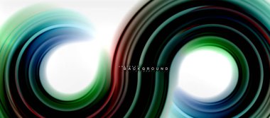 Gökkuşağı sıvı renkli arka plan - girdap ve daireler, bükülmüş sıvı renkler, renkli mermer veya plastik dalgalı doku zemin, çok renkli şablonu için iş veya teknoloji