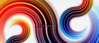 Gökkuşağı sıvı renkli arka plan - girdap ve daireler, bükülmüş sıvı renkler, renkli mermer veya plastik dalgalı doku zemin, çok renkli şablonu için iş veya teknoloji