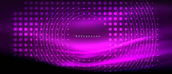 Neon glowing lines, magic energy space light concept, abstract background wallpaper design — Stock Vector