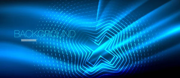 Neon parlayan dalga, sihirli enerji ve ışık arka plan. Duvar kağıdı şablonu, yüksek teknoloji gelecek kavramı