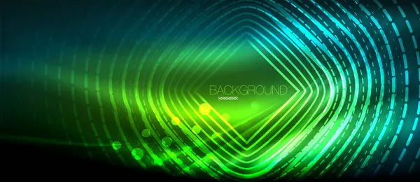 Neon parlayan dalga, sihirli enerji ve ışık arka plan. Duvar kağıdı şablonu, yüksek teknoloji gelecek kavramı