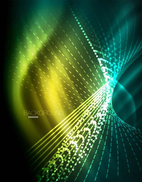 Yumuşak ışık efekti, parlak parlak neon koyu arka plan üzerinde düz çizgiler. Enerji Teknoloji fikir