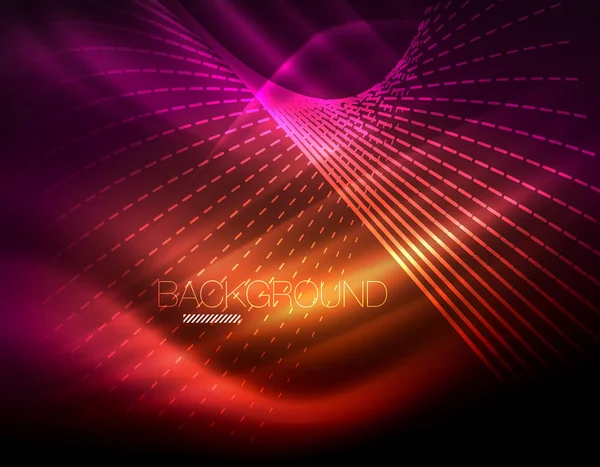 Yumuşak ışık efekti, parlak parlak neon koyu arka plan üzerinde düz çizgiler. Enerji Teknoloji fikir