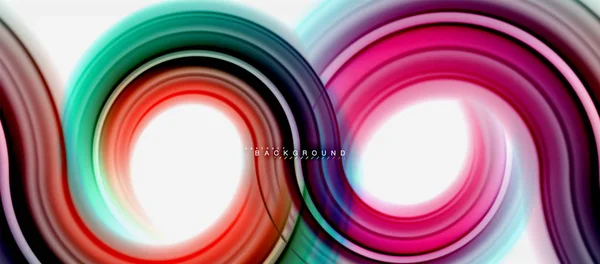 彩虹流体色线抽象背景-漩涡和圆圈, 扭曲的液体颜色设计, 彩色大理石或塑料波浪纹理背景, 多彩多姿的商业或技术模板 — 图库矢量图片