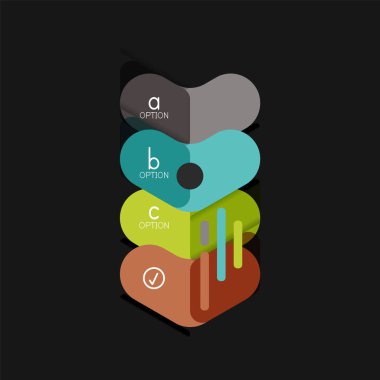 Düz tasarım geometrik infographics, ok şekli vektör etiket veya etiket, Fiyat etiketleri, promosyon rozet, simgesi tasarım, kağıt tarzı düzeni verileri grafik görselleştirme adım adım süreci için için teklif