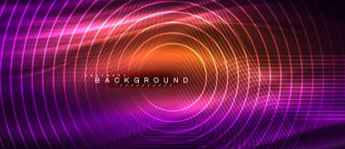 Neon parlayan çizgiler, sihirli enerji uzay ışığı konsepti, soyut arka plan duvar kağıdı tasarımı