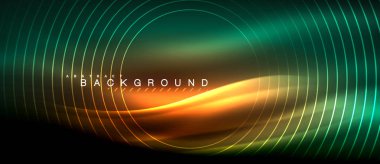 Neon parlayan çizgiler, sihirli enerji uzay ışığı konsepti, soyut arka plan duvar kağıdı tasarımı