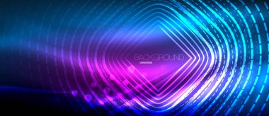 Neon parlayan dalga, sihirli enerji ve ışık arka plan. Duvar kağıdı şablonu, yüksek teknoloji gelecek kavramı