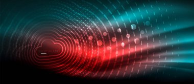 Neon parlayan dalga, sihirli enerji ve ışık arka plan. Duvar kağıdı şablonu, yüksek teknoloji gelecek kavramı