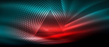 Neon parlayan dalga, sihirli enerji ve ışık arka plan. Duvar kağıdı şablonu, yüksek teknoloji gelecek kavramı