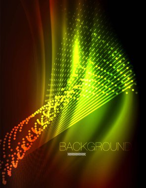 Yumuşak ışık efekti, parlak parlak neon koyu arka plan üzerinde düz çizgiler. Enerji Teknoloji fikir