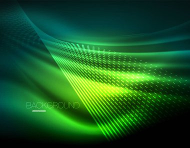 Yumuşak ışık efekti, parlak parlak neon koyu arka plan üzerinde düz çizgiler. Enerji Teknoloji fikir