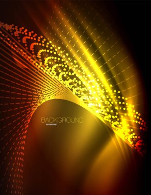 Yumuşak ışık efekti, parlak parlak neon koyu arka plan üzerinde düz çizgiler. Enerji Teknoloji fikir