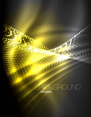 Yumuşak ışık efekti, parlak parlak neon koyu arka plan üzerinde düz çizgiler. Enerji Teknoloji fikir