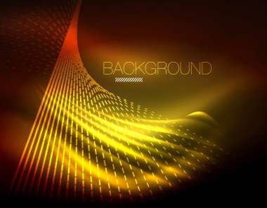 Yumuşak ışık efekti, parlak parlak neon koyu arka plan üzerinde düz çizgiler. Enerji Teknoloji fikir