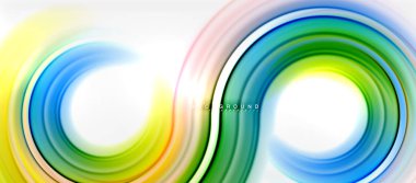 Gökkuşağı sıvı renkli arka plan - girdap ve daireler, bükülmüş sıvı renkler, renkli mermer veya plastik dalgalı doku zemin, çok renkli şablonu için iş veya teknoloji