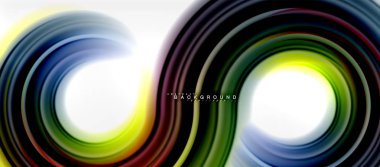 Gökkuşağı sıvı renkli arka plan - girdap ve daireler, bükülmüş sıvı renkler, renkli mermer veya plastik dalgalı doku zemin, çok renkli şablonu için iş veya teknoloji