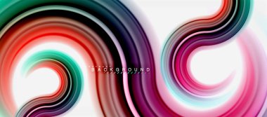 Gökkuşağı sıvı renkli arka plan - girdap ve daireler, bükülmüş sıvı renkler, renkli mermer veya plastik dalgalı doku zemin, çok renkli şablonu için iş veya teknoloji