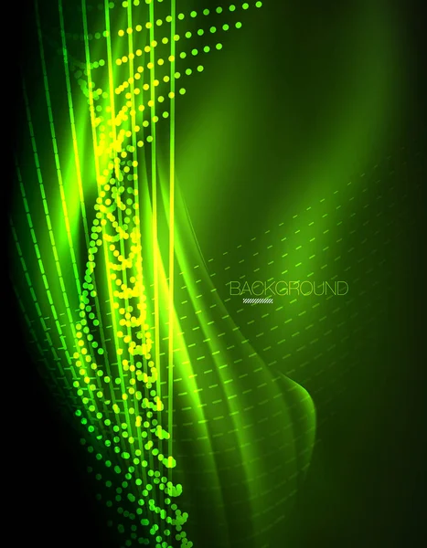 Yumuşak ışık efekti, parlak parlak neon koyu arka plan üzerinde düz çizgiler. Enerji Teknoloji fikir