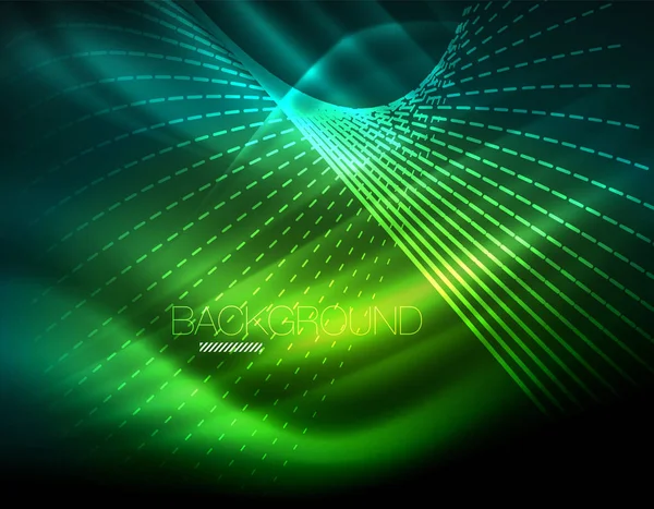 Yumuşak ışık efekti, parlak parlak neon koyu arka plan üzerinde düz çizgiler. Enerji Teknoloji fikir