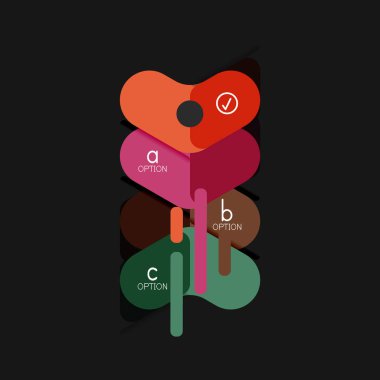 Düz tasarım geometrik infographics, ok şekli vektör etiket veya etiket, Fiyat etiketleri, promosyon rozet, simgesi tasarım, kağıt tarzı düzeni verileri grafik görselleştirme adım adım süreci için için teklif