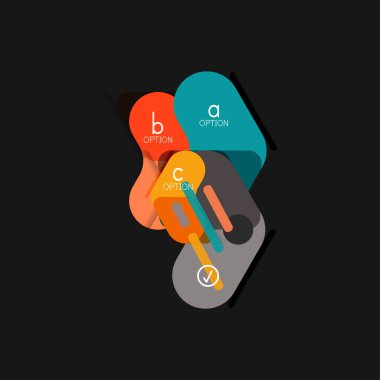 Düz tasarım geometrik infographics, ok şekli vektör etiket veya etiket, Fiyat etiketleri, promosyon rozet, simgesi tasarım, kağıt tarzı düzeni verileri grafik görselleştirme adım adım süreci için için teklif