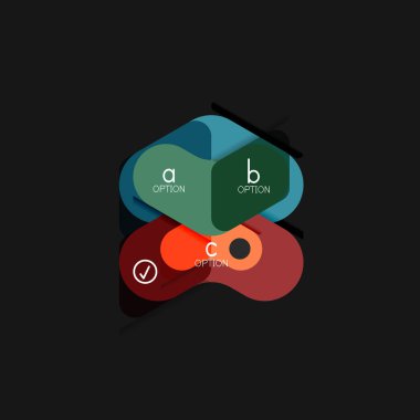 Düz tasarım geometrik infographics, ok şekli vektör etiket veya etiket, Fiyat etiketleri, promosyon rozet, simgesi tasarım, kağıt tarzı düzeni verileri grafik görselleştirme adım adım süreci için için teklif