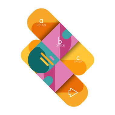 Infographics seçeneği ve adım adım içinde yuvarlak kareler, grafik, grafik, diyagram seçenekleri, parçalar, süreçleri ile unsuru