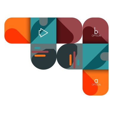 Infographics seçeneği ve adım adım içinde yuvarlak kareler, grafik, grafik, diyagram seçenekleri, parçalar, süreçleri ile unsuru