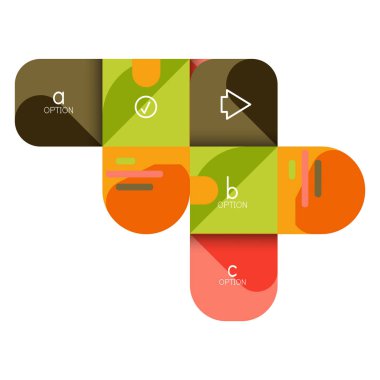 Infographics seçeneği ve adım adım içinde yuvarlak kareler, grafik, grafik, diyagram seçenekleri, parçalar, süreçleri ile unsuru