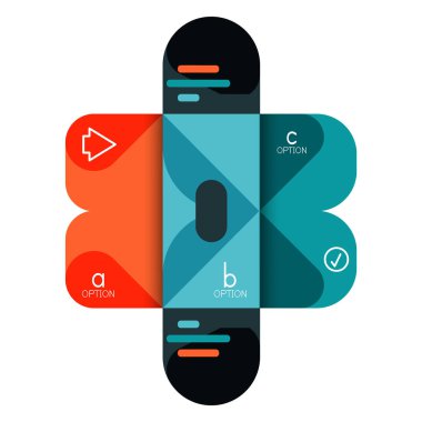 Infographics seçeneği ve adım adım içinde yuvarlak kareler, grafik, grafik, diyagram seçenekleri, parçalar, süreçleri ile unsuru