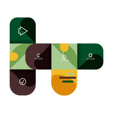 Infographics seçeneği ve adım adım içinde yuvarlak kareler, grafik, grafik, diyagram seçenekleri, parçalar, süreçleri ile unsuru