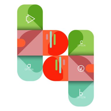 Infographics seçeneği ve adım adım içinde yuvarlak kareler, grafik, grafik, diyagram seçenekleri, parçalar, süreçleri ile unsuru