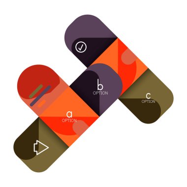 Infographics seçeneği ve adım adım içinde yuvarlak kareler, grafik, grafik, diyagram seçenekleri, parçalar, süreçleri ile unsuru