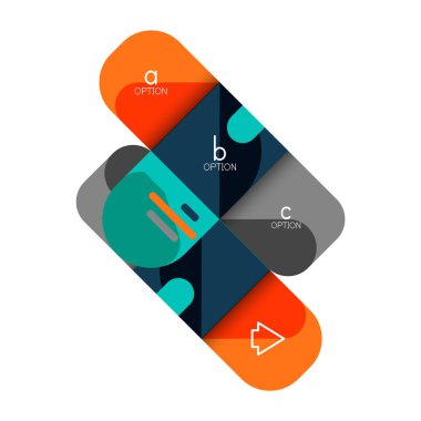 Infographics seçeneği ve adım adım içinde yuvarlak kareler, grafik, grafik, diyagram seçenekleri, parçalar, süreçleri ile unsuru