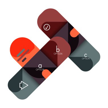 Infographics seçeneği ve adım adım içinde yuvarlak kareler, grafik, grafik, diyagram seçenekleri, parçalar, süreçleri ile unsuru