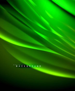 Neon parlayan dalga, sihirli enerji ve ışık arka plan. Vektör duvar kağıdı şablonu