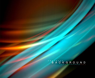 Neon parlayan dalga, sihirli enerji ve ışık arka plan. Vektör duvar kağıdı şablonu