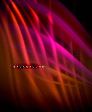 Neon parlayan dalga, sihirli enerji ve ışık arka plan. Vektör duvar kağıdı şablonu