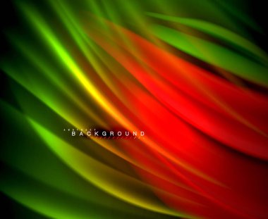 Neon parlayan dalga, sihirli enerji ve ışık arka plan. Vektör duvar kağıdı şablonu