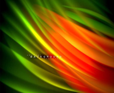 Neon parlayan dalga, sihirli enerji ve ışık arka plan. Vektör duvar kağıdı şablonu