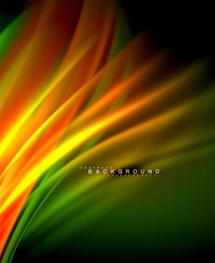 Neon parlayan dalga, sihirli enerji ve ışık arka plan. Vektör duvar kağıdı şablonu