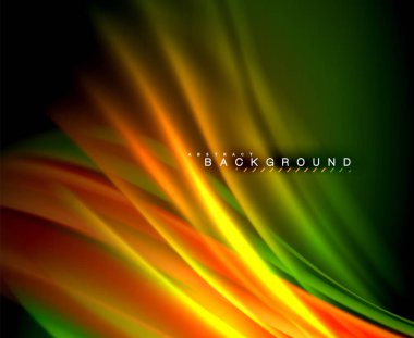 Neon parlayan dalga, sihirli enerji ve ışık arka plan. Vektör duvar kağıdı şablonu