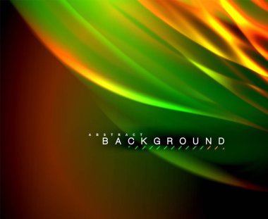 Neon parlayan dalga, sihirli enerji ve ışık arka plan. Vektör duvar kağıdı şablonu