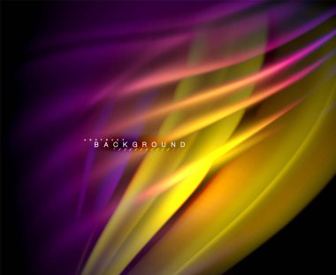 Neon parlayan dalga, sihirli enerji ve ışık arka plan. Vektör duvar kağıdı şablonu