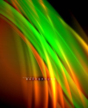 Neon parlayan dalga, sihirli enerji ve ışık arka plan. Vektör duvar kağıdı şablonu