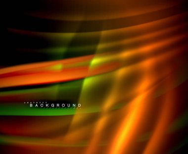 Neon parlayan dalga, sihirli enerji ve ışık arka plan. Vektör duvar kağıdı şablonu