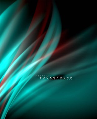 Neon parlayan dalga, sihirli enerji ve ışık arka plan. Vektör duvar kağıdı şablonu