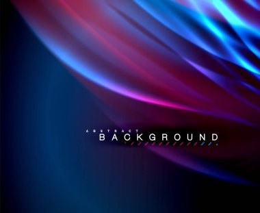 Neon parlayan dalga, sihirli enerji ve ışık arka plan. Vektör duvar kağıdı şablonu